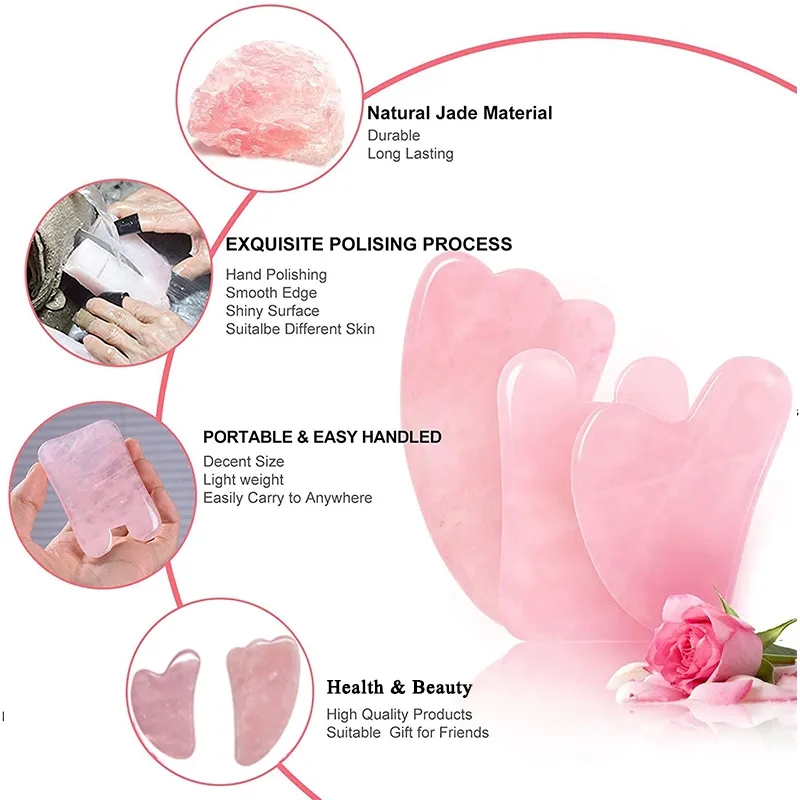 Rose Quartz Gouache Scraper Fa - Jade Roller Stone recension och pris